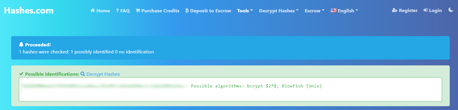 Detecting the hashing algorithm